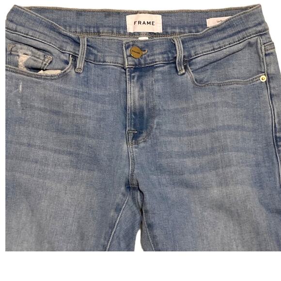 Frame - Le Garcon Mid-Rise Boyfriend Jean in Light Blue Overturn-size 25 - Picture 11 of 14